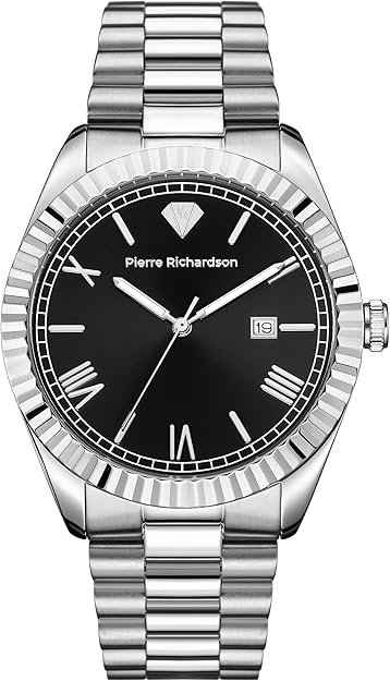 PIERRE RICHARDSON PR9821 Men’s Silver Watch – 41mm Stainless Steel, Japanese Quartz, 5ATM Water Resistant, Sapphire Crystal Glass