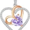 Birthstone Necklaces for Women, 925 Sterling Silver Gemstone Fine Love Heart Moissanite Necklace, Ideal Birthday Anniversary Mothers Day Jewelry Gifts for Wife Mom Girlfriend Her