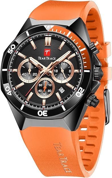 Watches for Men Luxury Quartz Casual Chronograph 3ATM Waterproof Sport Wrist Watches Multifunctional with Silicone Strap Mens Watches