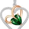 Birthstone Necklaces for Women, 925 Sterling Silver Gemstone Fine Love Heart Moissanite Necklace, Ideal Birthday Anniversary Mothers Day Jewelry Gifts for Wife Mom Girlfriend Her