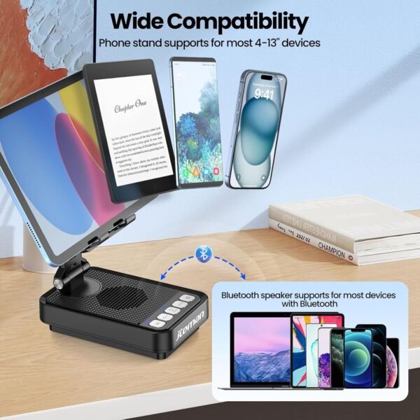 Gifts for Men Women Phone Stand Bluetooth Speaker with Light and Power Bank, 360 Rotating Phone Holder Cool Tech Gifts for Dad Mom Husband Unique Birthday Gift Ideas