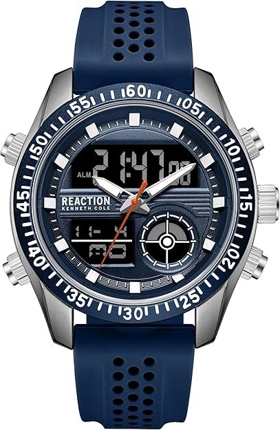 enneth Cole REACTION Men’s Ana-Digi Watch – Analog Digital Display, Multi-Function Features, Sport Bezel, Modern Design, Everyday Casual Accessory, Active Lifestyle Fashion Timepiece