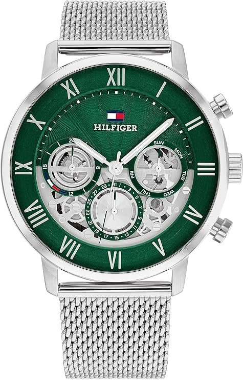 Tommy Hilfiger Men's Multifunction Quartz Watch – Classic Roman Numerals, Open-Heart Dial, Modern Dress Watch, Gift for Him
