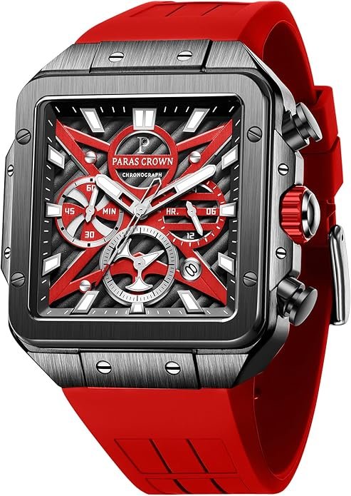 Mens Watches Fashion Luxury Quartz Waterproof Chronograph Wrist Watches for Men Silicone Strap Stainless Steel Case