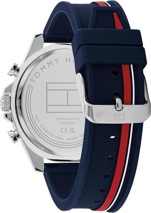Tommy Hilfiger Men's Multifunction Quartz Watch – 46mm Stainless Steel Case, Racing-Inspired Design, 5 ATM Water Resistant, Elegant Modern Timepiece, Gift for Him