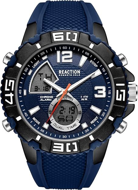 enneth Cole REACTION Men’s Ana-Digi Watch – Analog Digital Display, Multi-Function Features, Sport Bezel, Modern Design, Everyday Casual Accessory, Active Lifestyle Fashion Timepiece