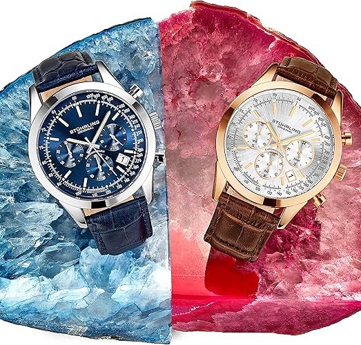 919sOJkP1+L._AC_SY500_ Stuhrling Original Mens Dress Watch Chronograph Analog Watch Dial with Date - Tachymeter 24-Hour Subdial Mens Leather Strap - Watches for Men Rialto Collection