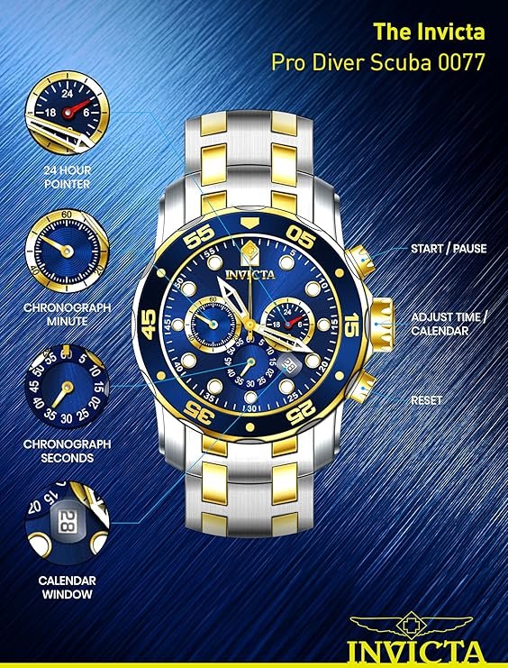 Invicta Men's Pro Diver Scuba 48mm Two Tone Stainless Steel Chronograph Quartz Watch
