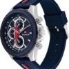 Tommy Hilfiger Men's Multifunction Quartz Watch – 46mm Stainless Steel Case, Racing-Inspired Design, 5 ATM Water Resistant, Elegant Modern Timepiece, Gift for Him