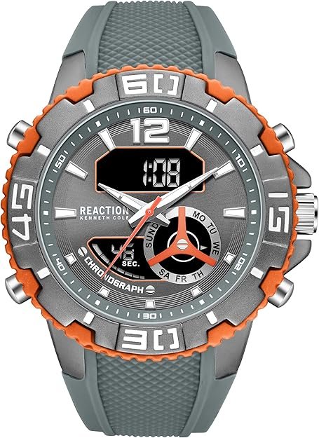 enneth Cole REACTION Men’s Ana-Digi Watch – Analog Digital Display, Multi-Function Features, Sport Bezel, Modern Design, Everyday Casual Accessory, Active Lifestyle Fashion Timepiece