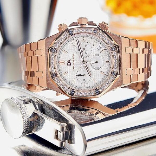 Men's Watches DA Royalty Rose Gold Luxury Watch Chronograph 316 Stainless Steel, White Dial, Japanese Movement AP Style