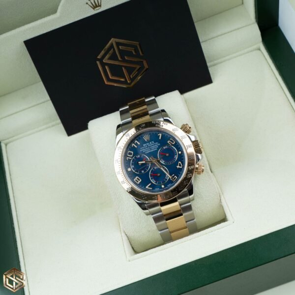 The Rolex Cosmograph Daytona 40mm Blue Arabic Dial is a stunning and sophisticated timepiece watch.