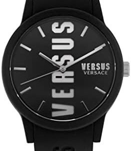 Versus Versace Mens Barbes Fashion Watch with Versus Branding. Adjustable Water-Proof Silicone Strap. Includes Travel Gift Pouch.