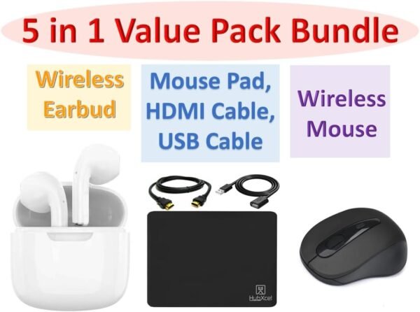 HP 2024 14" Laptop Notebook Thin Light for Students Business, Quad-Core Intel N4120, 4GB RAM, 128GB (64GB eMMC+ 64GB Card), 1 Year Office 365, Webcam, WiFi, Windows 11S, HubxcelAccessory White