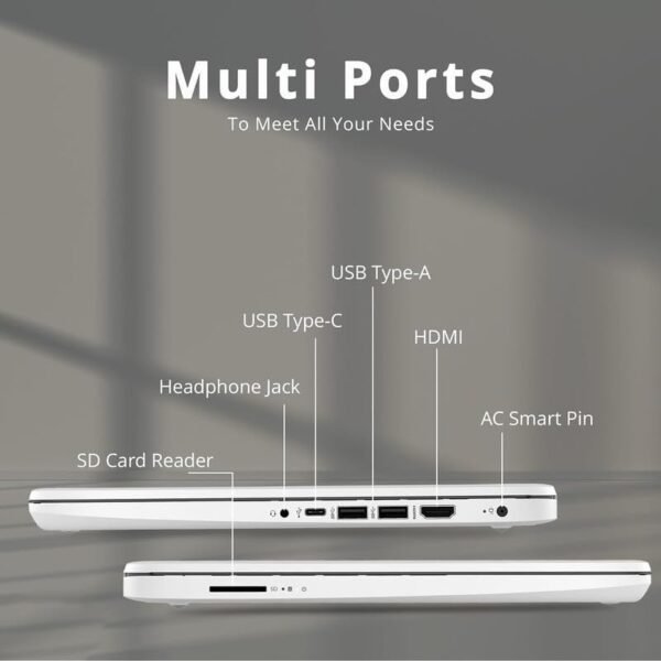 HP 2024 Premium 14" Micro-Edge Portable Laptop Student Business, Intel Quad-Core N4120, 4GB RAM, 128GB (64GB eMMC+ 64GB Card), Webcam, WiFi, Windows 11S + 1 Year Office 365, MarxsolAccessory White