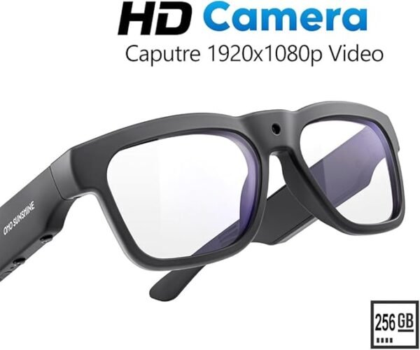 Smart Glasses with Full HD Camera & Open Ear Bluetooth Speaker Headphone,Built in Memory,for Men Women