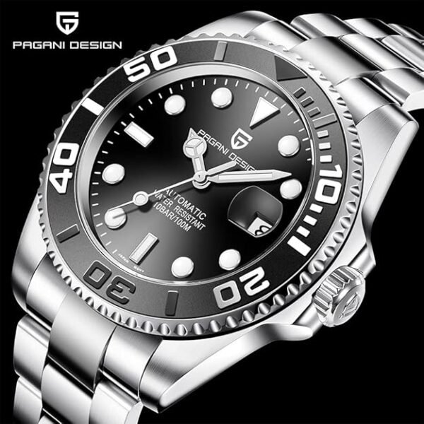 Pagani Design PD Men's Automatic Watch - Japanese Movement, 100M Waterproof, Stainless Steel, Sapphire Glass, Rotating Bezel Yacht Wristwatch
