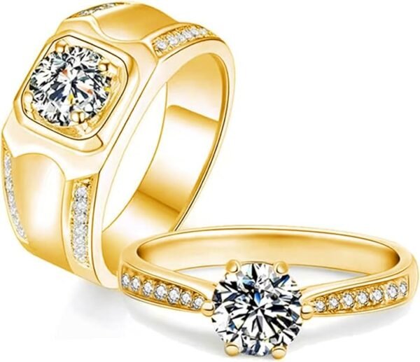 S925 Moissanite Wedding Rings Set for Couple, 10K/14K/18K Gold Lab-Grown Diamond Couple Rings for Men and Women, Customized Matching Promise Bands for Engagement Valentine's Day Free Engraving