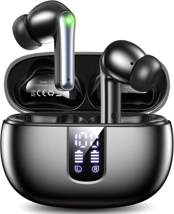 Ear Buds Wireless Earbuds - Bluetooth 5.3 Headphones (48H Playback) Built in Mic with LED Display Charging Case, IP7 Waterproof Earphone for iPhone Andriod Phones Laptop Sports Workout