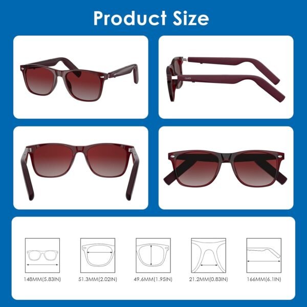 Bluetooth Sunglasses for Men/Women, AI Translator Powered by GPT, 11H Battery, Polarized UV Protection, Smart Eyewear Powered by ChatGPT, AI Real-time Translation with 147 languages
