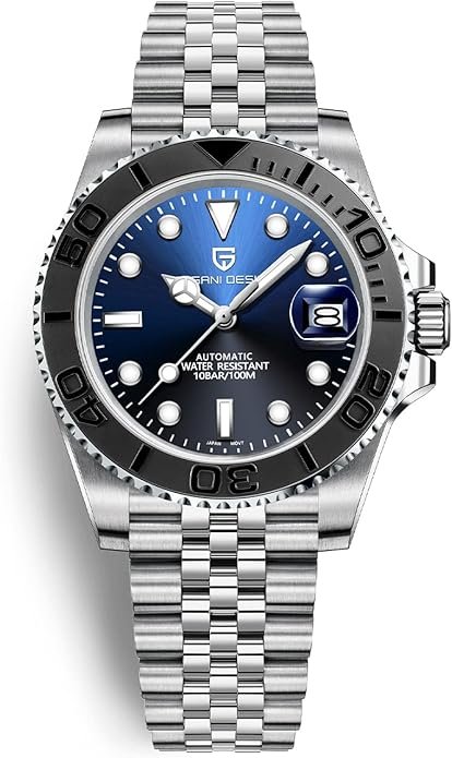 Pagani Design PD Men's Automatic Watch - Japanese Movement, 100M Waterproof, Stainless Steel, Sapphire Glass, Rotating Bezel Yacht Wristwatch