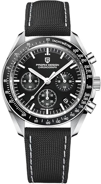 Pagani Design Men's Chronograph Quartz Dial 40mm VK63 Movement Stainless Steel Mirror Sapphire Watch 100 Meter Water Resistant Sport Watch