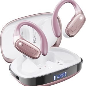 Wireless Earbuds, Sports Bluetooth 5.4 Headphones, Ear Buds with ENC Noise Canceling Mic, 80Hr Playtime Earphones, Palm-Sized, LED Power Display, IPX7 Waterproof Headset for Workout Running, White