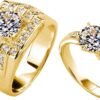 S925 Moissanite Wedding Rings Set for Couple, 10K/14K/18K Gold Lab-Grown Diamond Couple Rings for Men and Women, Customized Matching Promise Bands for Engagement Valentine's Day Free Engraving