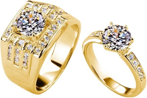 S925 Moissanite Wedding Rings Set for Couple, 10K/14K/18K Gold Lab-Grown Diamond Couple Rings for Men and Women, Customized Matching Promise Bands for Engagement Valentine's Day Free Engraving