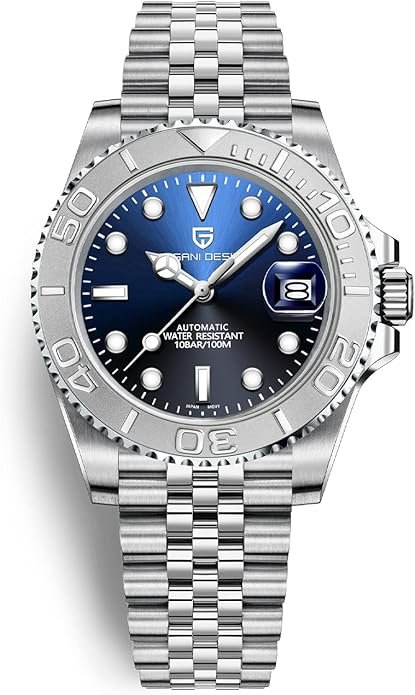 Pagani Design PD Men's Automatic Watch - Japanese Movement, 100M Waterproof, Stainless Steel, Sapphire Glass, Rotating Bezel Yacht Wristwatch