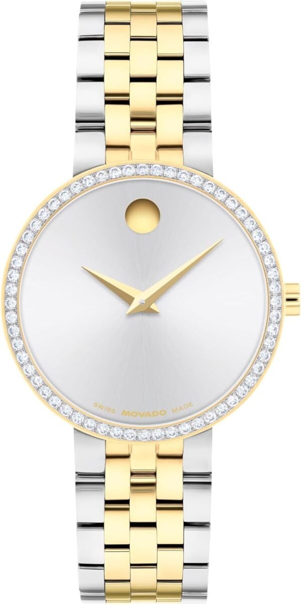 Movado Museum Classic Women's Watch - Swiss Quartz, Stainless Steel Bracelet - Lab-Grown Diamond Bezel - 30mm