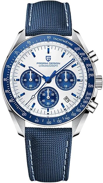 Pagani Design Men's Chronograph Quartz Dial 40mm VK63 Movement Stainless Steel Mirror Sapphire Watch 100 Meter Water Resistant Sport Watch