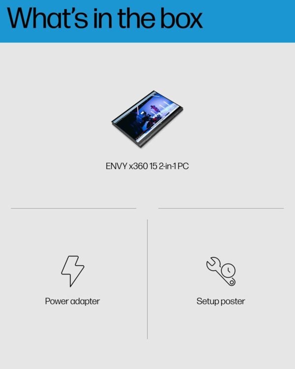 HP ENVY x360 Convertible 15-inch Laptop, AMD Ryzen 7 5825U processor, AMD Radeon Graphics, 8 GB RAM, 512 GB SSD, Windows 11 Home (15-eu1026nr, Nightfall black aluminum)