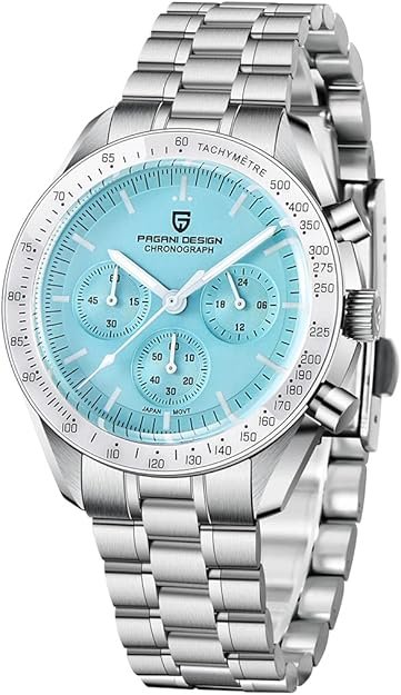 Pagani Design Men's Chronograph Quartz Dial 40mm VK63 Movement Stainless Steel Mirror Sapphire Watch 100 Meter Water Resistant Sport Watch