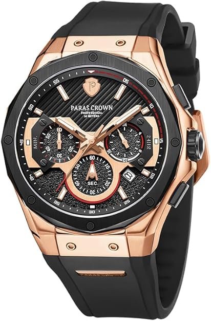 Mens Watches Fashion Luxury Quartz Waterproof Chronograph Wrist Watches for Men Silicone Strap Stainless Steel Case