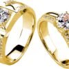 S925 Moissanite Wedding Rings Set for Couple, 10K/14K/18K Gold Lab-Grown Diamond Couple Rings for Men and Women, Customized Matching Promise Bands for Engagement Valentine's Day Free Engraving