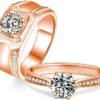S925 Moissanite Wedding Rings Set for Couple, 10K/14K/18K Gold Lab-Grown Diamond Couple Rings for Men and Women, Customized Matching Promise Bands for Engagement Valentine's Day Free Engraving
