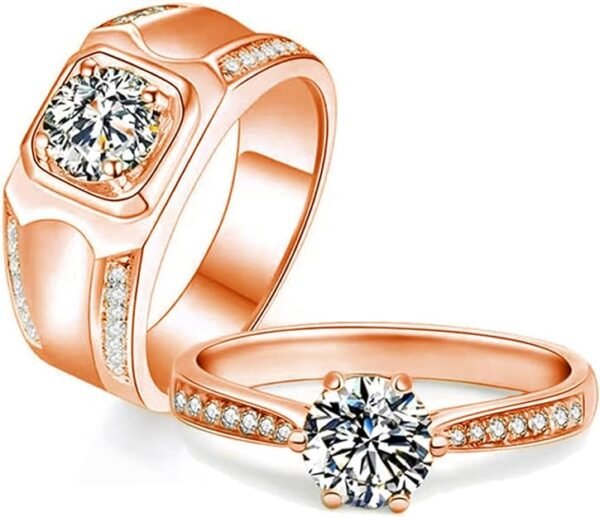 S925 Moissanite Wedding Rings Set for Couple, 10K/14K/18K Gold Lab-Grown Diamond Couple Rings for Men and Women, Customized Matching Promise Bands for Engagement Valentine's Day Free Engraving