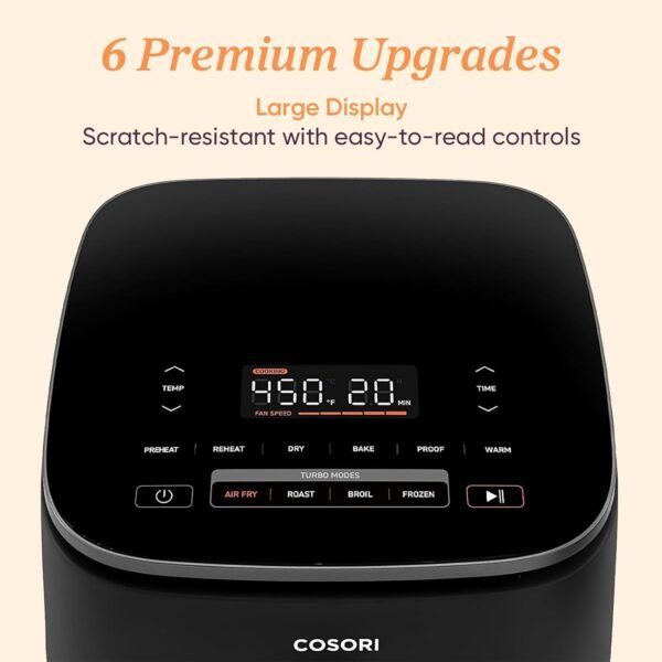 61vN8rx6mZL._AC_SL1500_ 9-in-1 TurboBlaze Air Fryer 6 Qt, Premium Ceramic Coating, 90°–450°F, Precise Heating for Even Results, Air Fry, Roast, Bake, Broil, Dry, Frozen, Proof, Reheat, Keep Warm, 120V