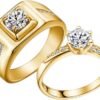S925 Moissanite Wedding Rings Set for Couple, 10K/14K/18K Gold Lab-Grown Diamond Couple Rings for Men and Women, Customized Matching Promise Bands for Engagement Valentine's Day Free Engraving