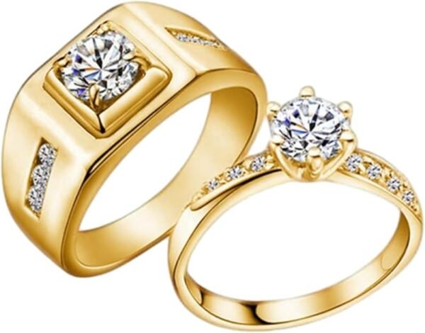 S925 Moissanite Wedding Rings Set for Couple, 10K/14K/18K Gold Lab-Grown Diamond Couple Rings for Men and Women, Customized Matching Promise Bands for Engagement Valentine's Day Free Engraving