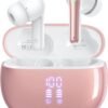 Wireless Earbuds, Bluetooth Ear Buds Headphones, 40H Long Playtime, Stereo Deep Bass, LED Power Display, IPX7, Lightweight in Ear Earphone with Mic for iPhone Android Phone