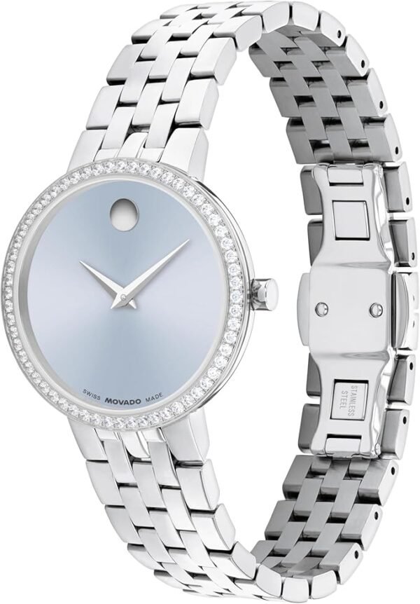 Movado Museum Classic Women's Watch - Swiss Quartz, Stainless Steel Bracelet - Lab-Grown Diamond Bezel - 30mm