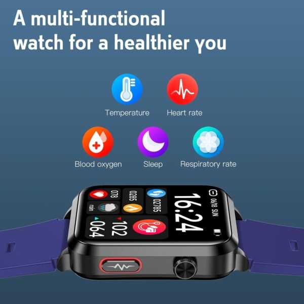 Blood Pressure Smart Watch with Air Bag Cuff, 1.92" lPS Color Screen, 24/7 Heart Rate Blood Oxygen Sleep Respiration Rate Health Monitor Activity Tracker Familiy Data Sharing (Blue)