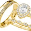 S925 10k/14k/18k Real Gold Moissanite Couple Ring Set For Men and Women, 1-3 CT Pear/Asscher/Emerald Cut Moissanite Wedding Couple Ring Set D Color VVS1 Clarity Anniversary Engagement