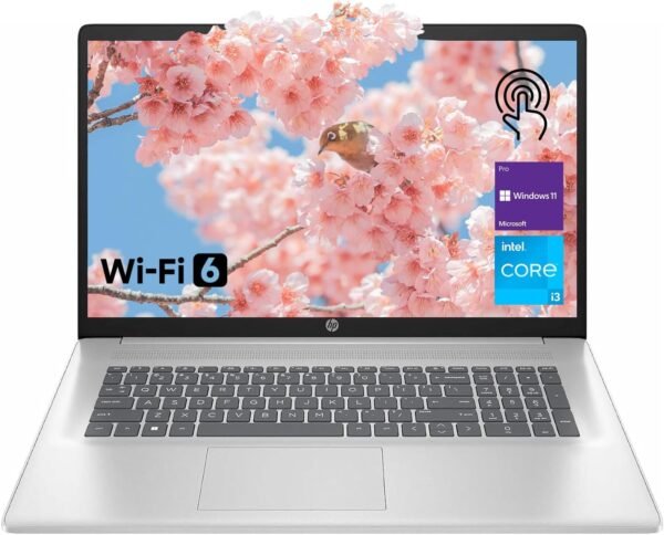 HP High-Performance 17.3" Laptop, 17.3" HD+ Touchscreen, 8-Cores Intel i3-N305, 32GB RAM, 128GB eMMC + 2TB PCIe SSD, Webcam, HDMI, Numeric Keypad, Wi-Fi 6, Windows 11 Pro, Silver