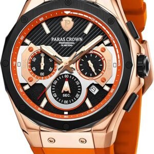 Mens Watches Fashion Luxury Quartz Waterproof Chronograph Wrist Watches for Men Silicone Strap Stainless Steel Case
