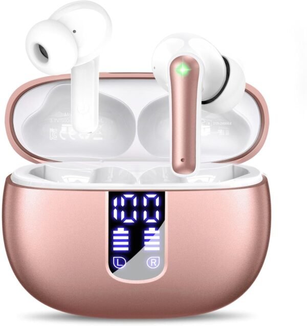 Ear Buds Wireless Earbuds - Bluetooth 5.3 Headphones (48H Playback) Built in Mic with LED Display Charging Case, IP7 Waterproof Earphone for iPhone Andriod Phones Laptop Sports Workout