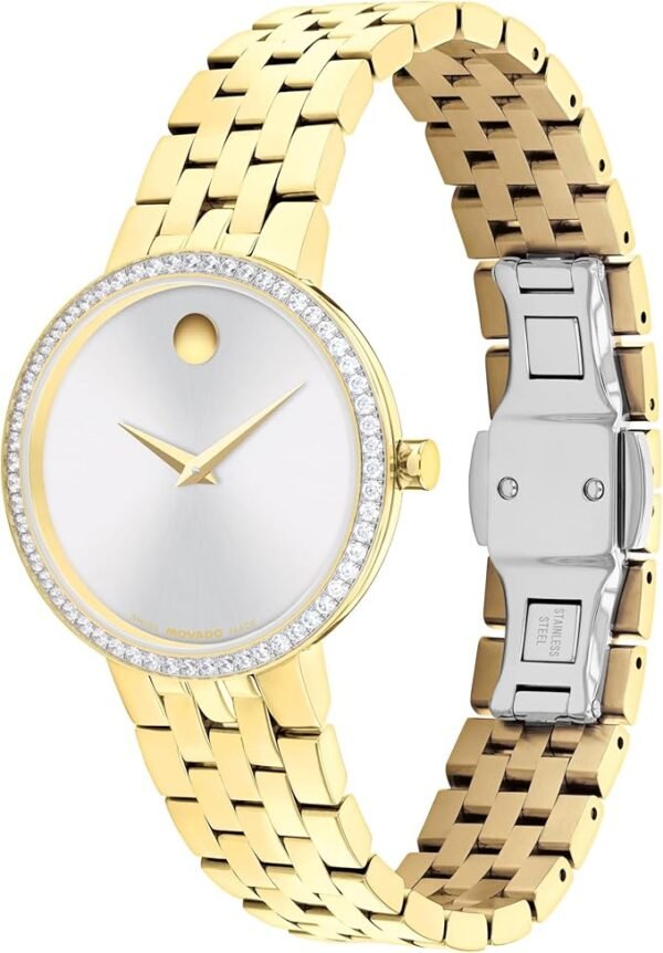 Movado Museum Classic Women's Watch - Swiss Quartz, Stainless Steel Bracelet - Lab-Grown Diamond Bezel - 30mm