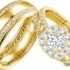 S925 10k/14k/18k Real Gold Moissanite Couple Ring Set For Men and Women, 1-3 CT Pear/Asscher/Emerald Cut Moissanite Wedding Couple Ring Set D Color VVS1 Clarity Anniversary Engagement